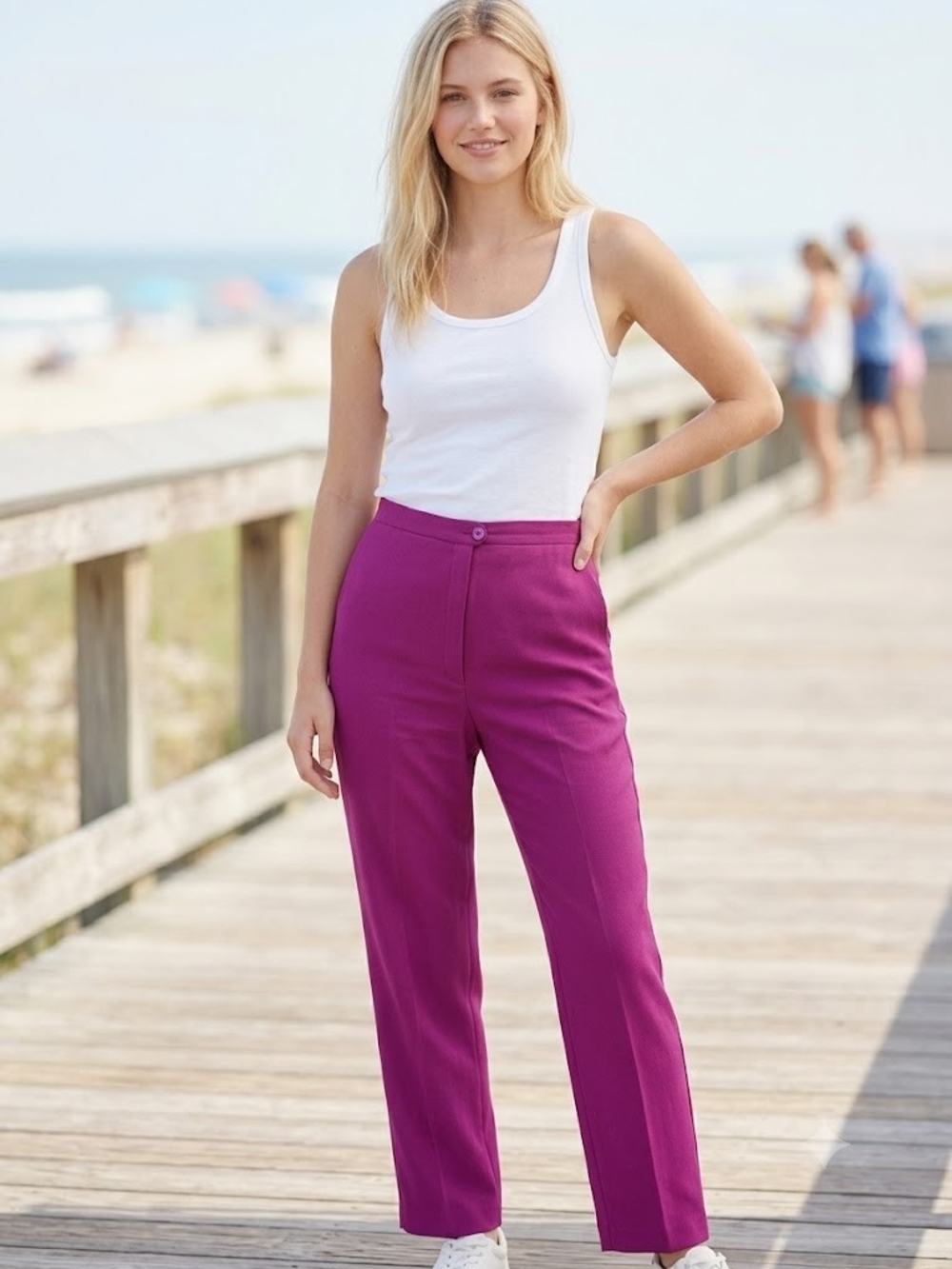 Vintage Magenta High Waist Straight Leg Pants Dopamine Core 80s Sleaze